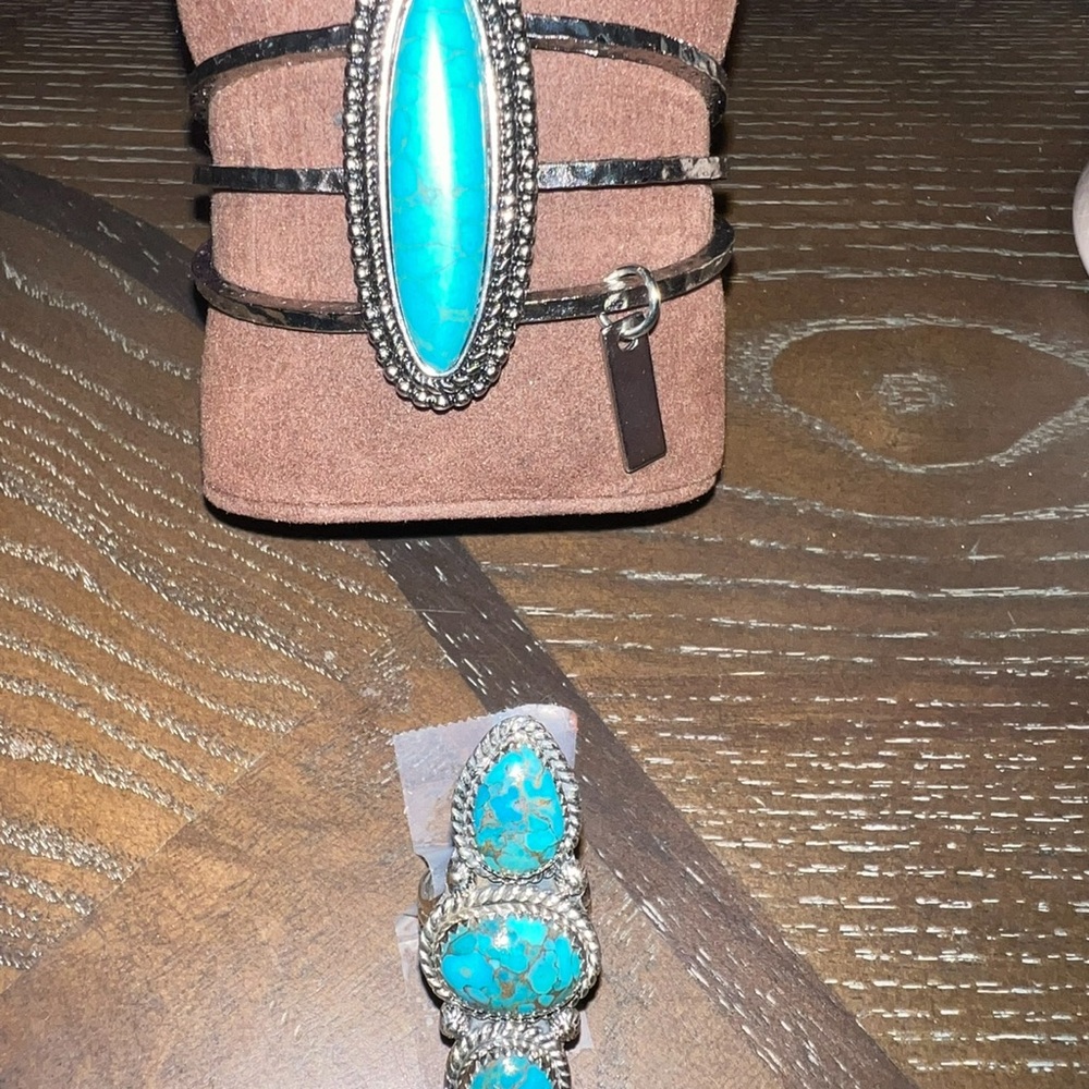 Turquoise Stone Cuff Bracelet & ring